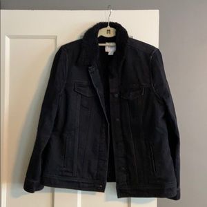 Black Jean Jacket - black Sherpa inside